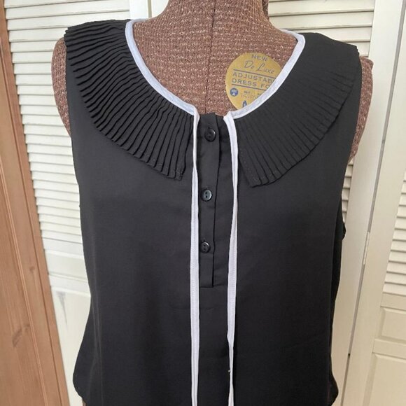 Toby & Olive Sleeveless Blouse Top Women’s XL Fully Lined Pleated Collar - Picture 8 of 12